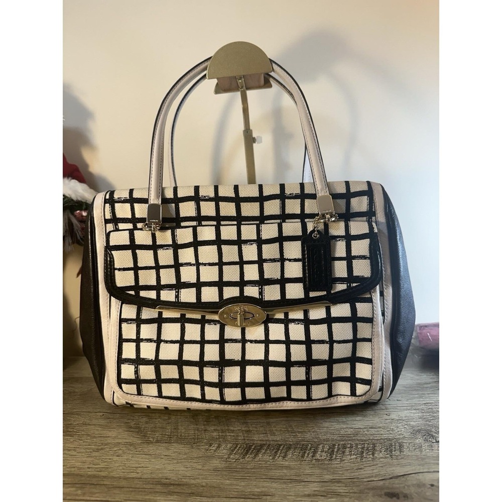 COACH Madison Graphic-Print Madeline Satchel Bag- 28082 Black/White - Picture 2 of 9